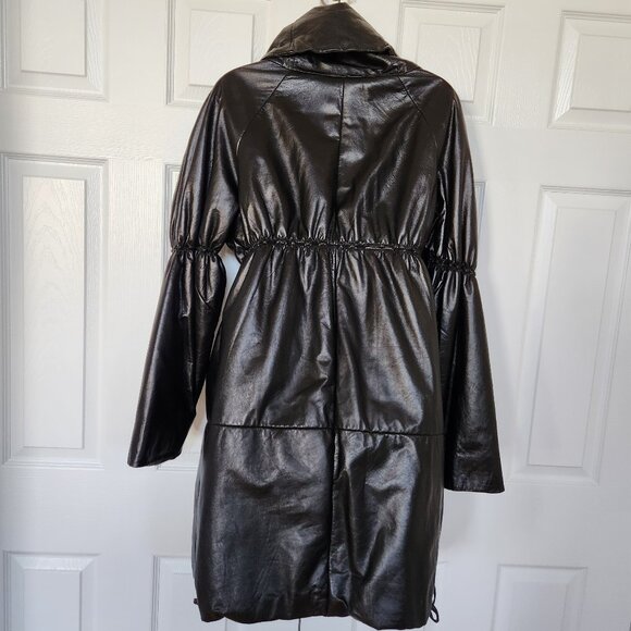 VESPUCCI SOFT LEATHER BLACK COAT OVERSIZE STYLE SIZE M - Picture 4 of 14